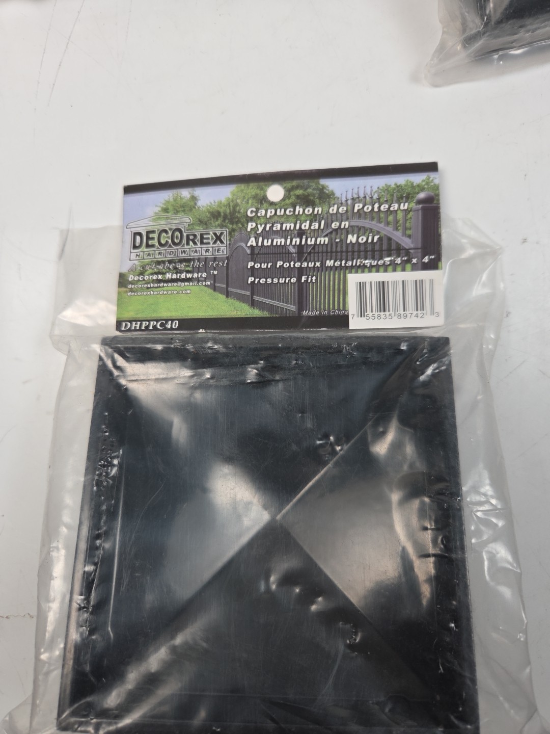 4" x 4" Aluminium Pyramid Post Cap for Metal Posts - Pressure Fit - Black 1 Unit gallery