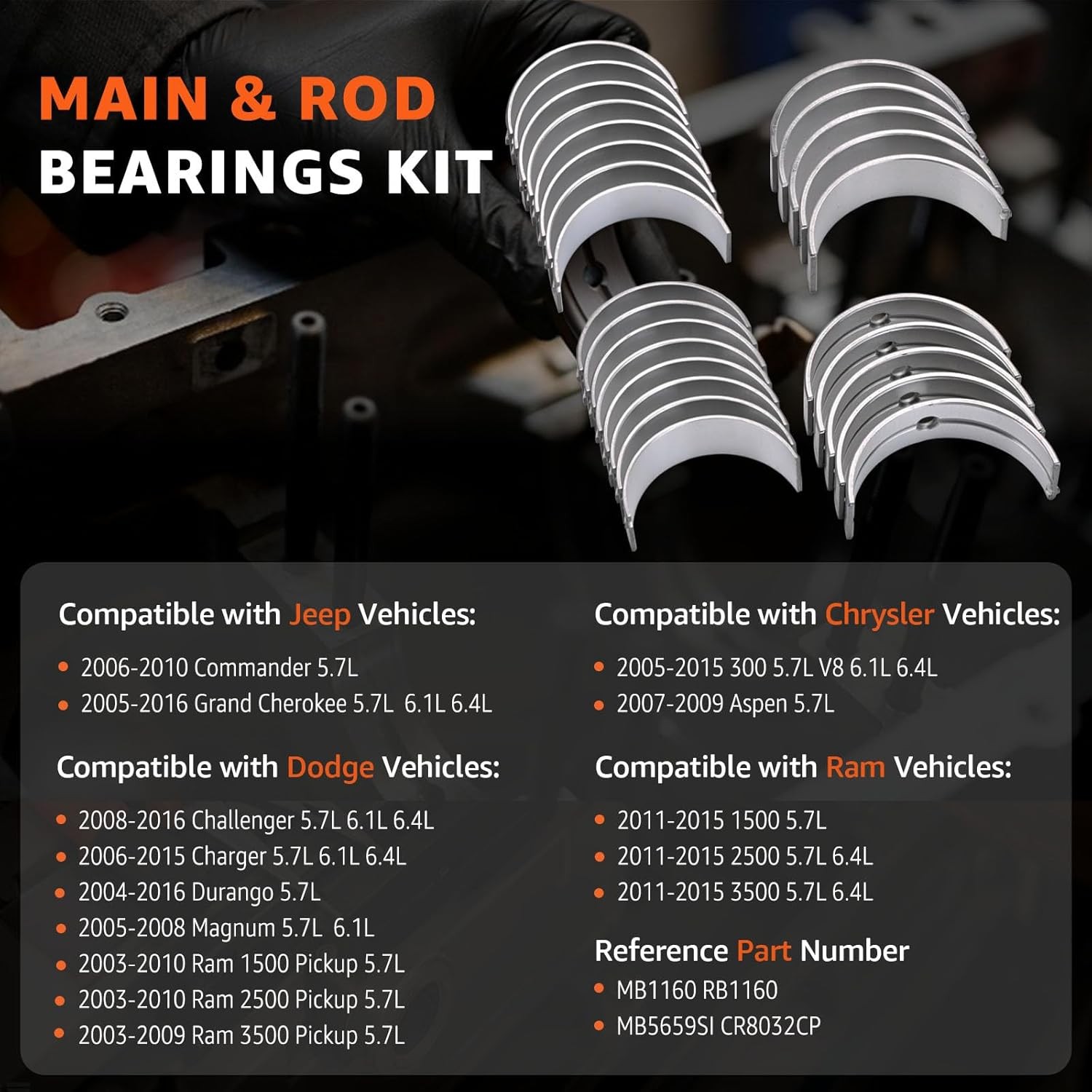 STD Main Rod Bearings Kit For Dodge Chrysler 5.7 6.1 6.4L gallery