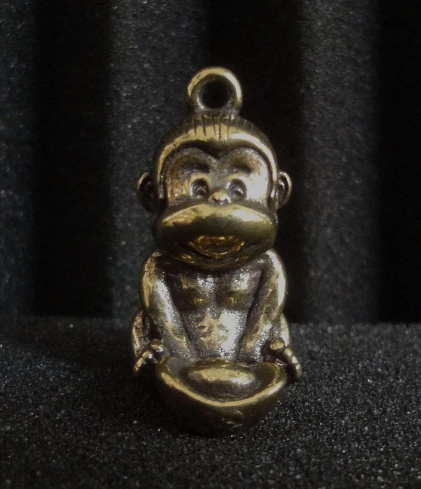 Vintage Style Solid Brass Copper Mini Lovely Monkey Statue Pendant gallery