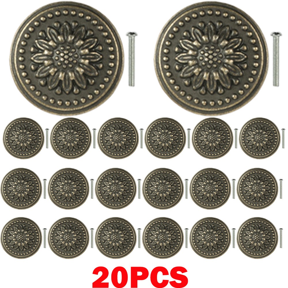 20x Retro Bronze Cabinet Knobs Vintage Antique Dresser Drawer Knobs Hardware US