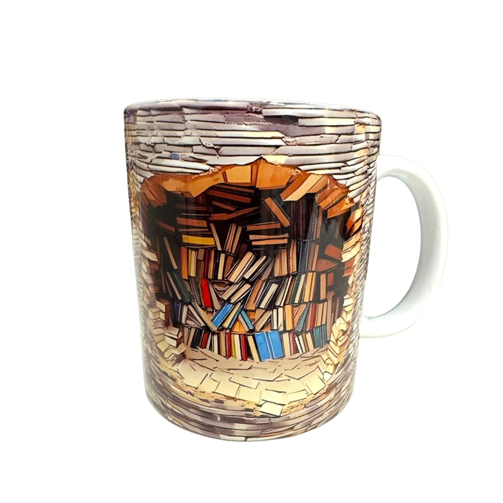 Dishwasher Safe Ceramic Mug Coffee with Book Design 3d Bookshelf Library Shelf gallery