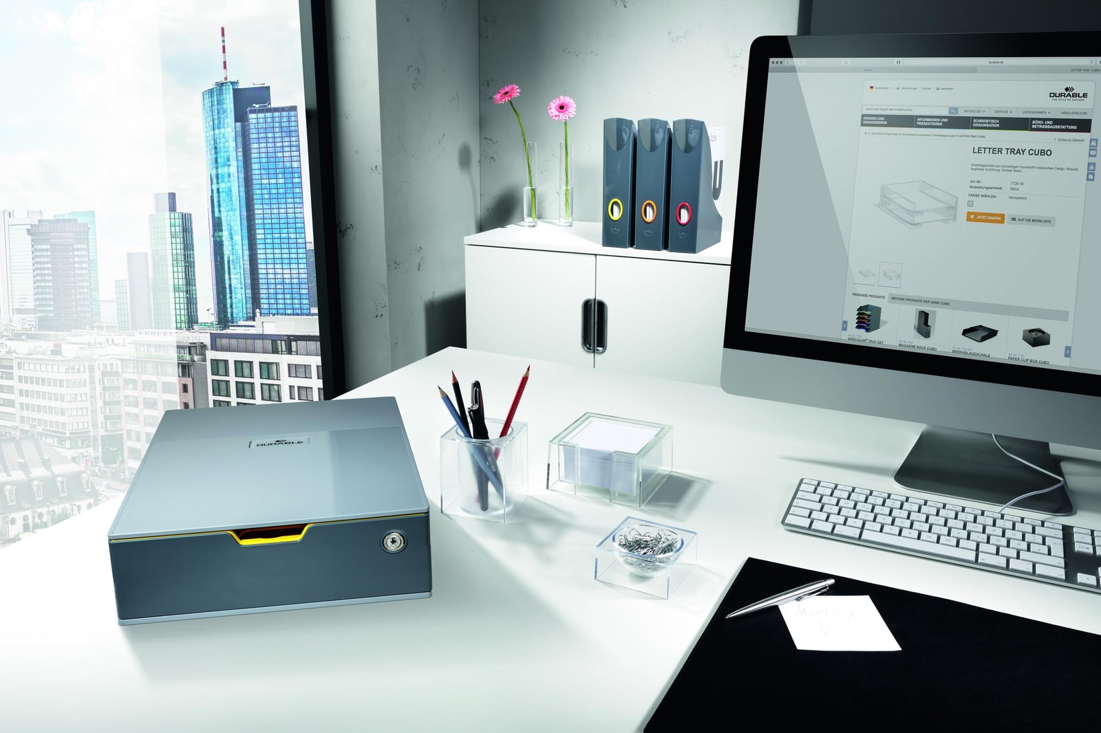 Lockable Grey Desktop Storage Drawer Unit With Colorful Organizing Drawers gallery