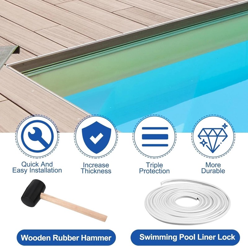 60 ft Swimming Pool Liner Lock Roll Pool Bead Lock White Pool Liner Bead Wedge gallery