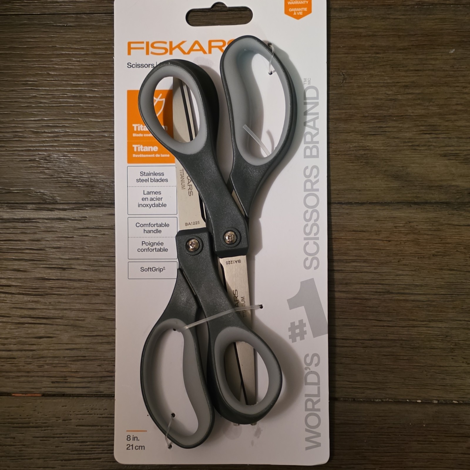 2 pair Fiskars 8in Household Scissors Titanium-Coated SoftGrip Black/Gray gallery