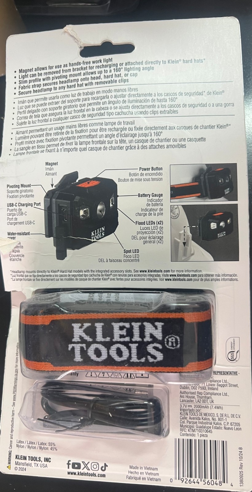 Klein Tools 56048 Rechargeable Auto-Off LED Headlamp Adjustable Strap 0484 gallery