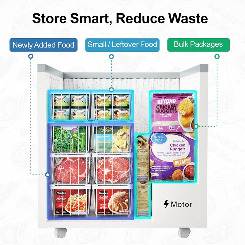 Freezer Organizer Bins, 4 Pack Deep Freezer Baskets for 5 to 7 Cu.Ft, Stackab... gallery