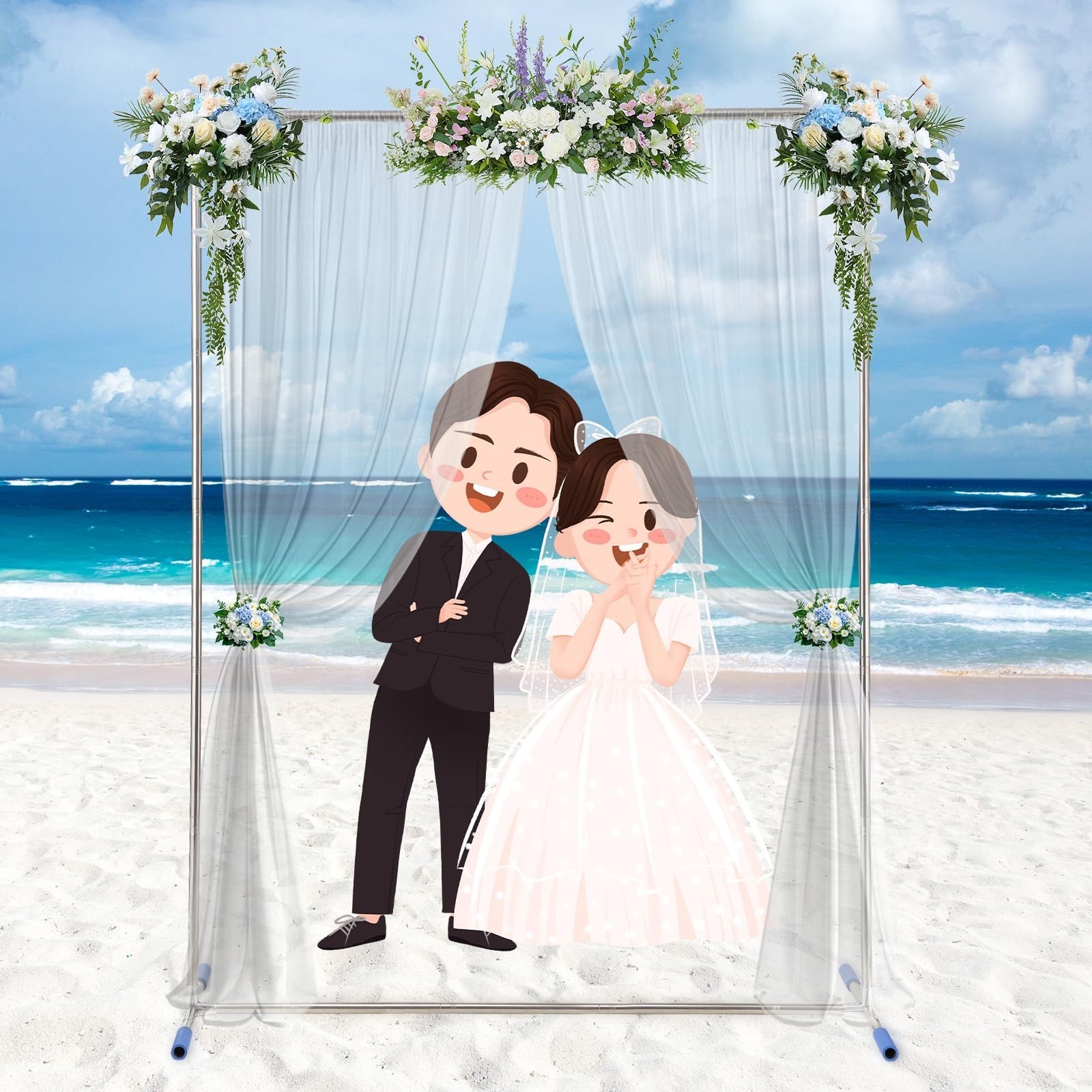 7*5FT Metal Backdrop Stand Kit, Heavy Duty Rustproof Wedding Arch for Indoor/... gallery