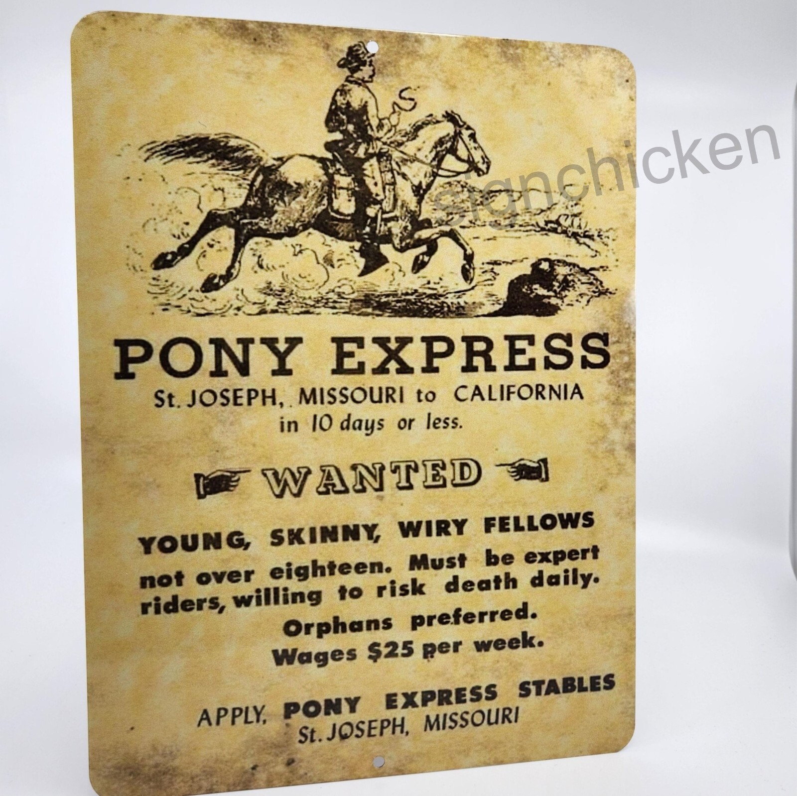 PONY EXPRESS - Vintage Retro Looking, Replica Sign, WESTERN, OLD WEST, HORSES gallery