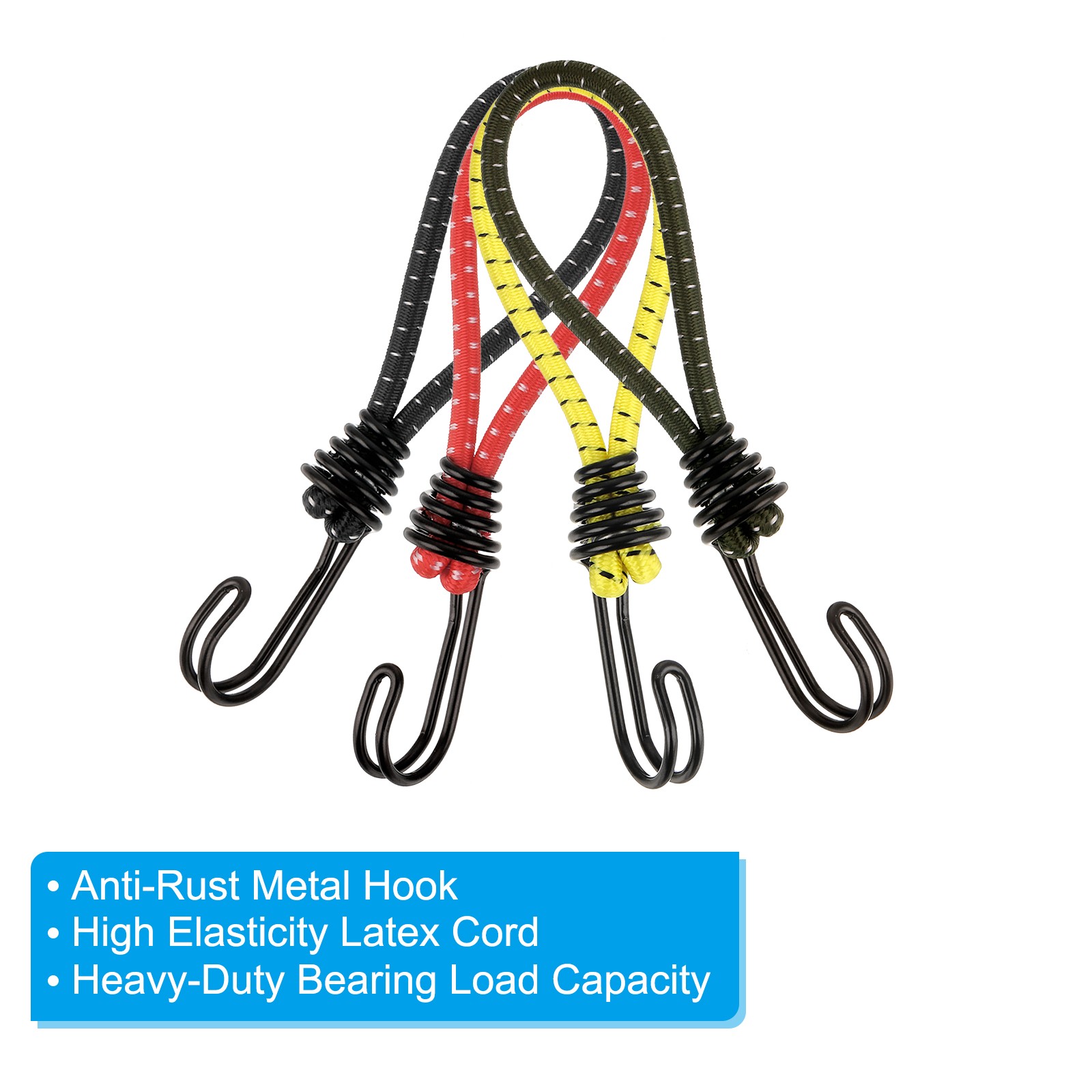 8Pcs Bungee Cord with Hooks 6 Inch Outdoor Strapping Tape Hook Green gallery