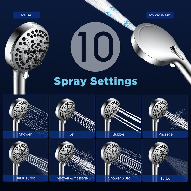 Filter Shower Head-10 Modes, High Pressure Water-Saving, DOE Certified, 71" Hose gallery