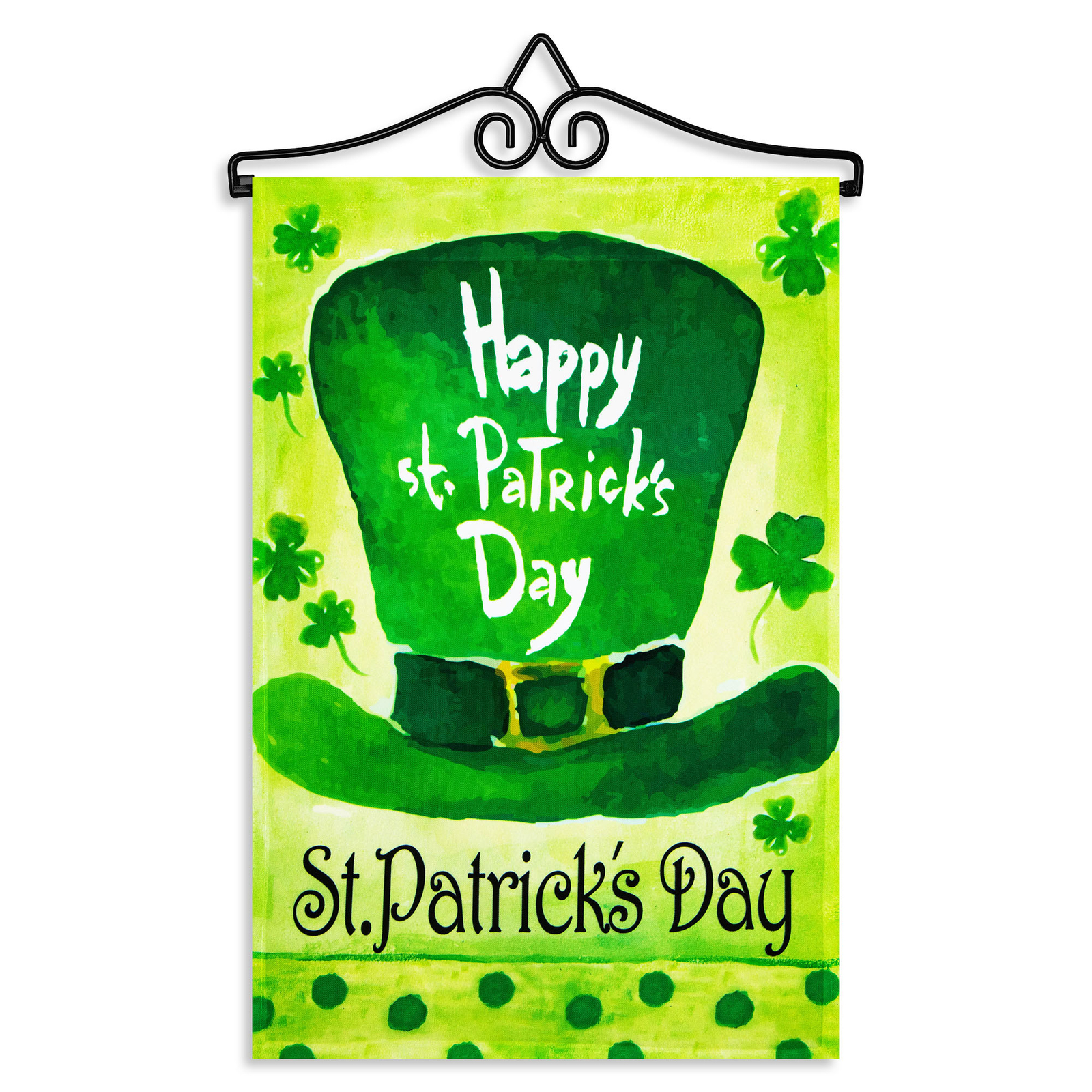 Garden Flag Happy St. Patrick's Day Leprechaun Hat 12x18IN & Hanger Printed Poly gallery