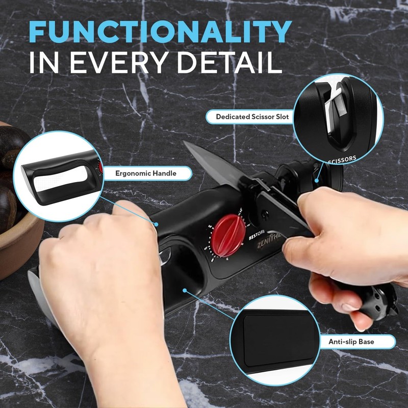 ® 3-in-1 Adjustable Knife Sharpener 14°-24° Angles for Kitchen Fillet Pocket ... gallery