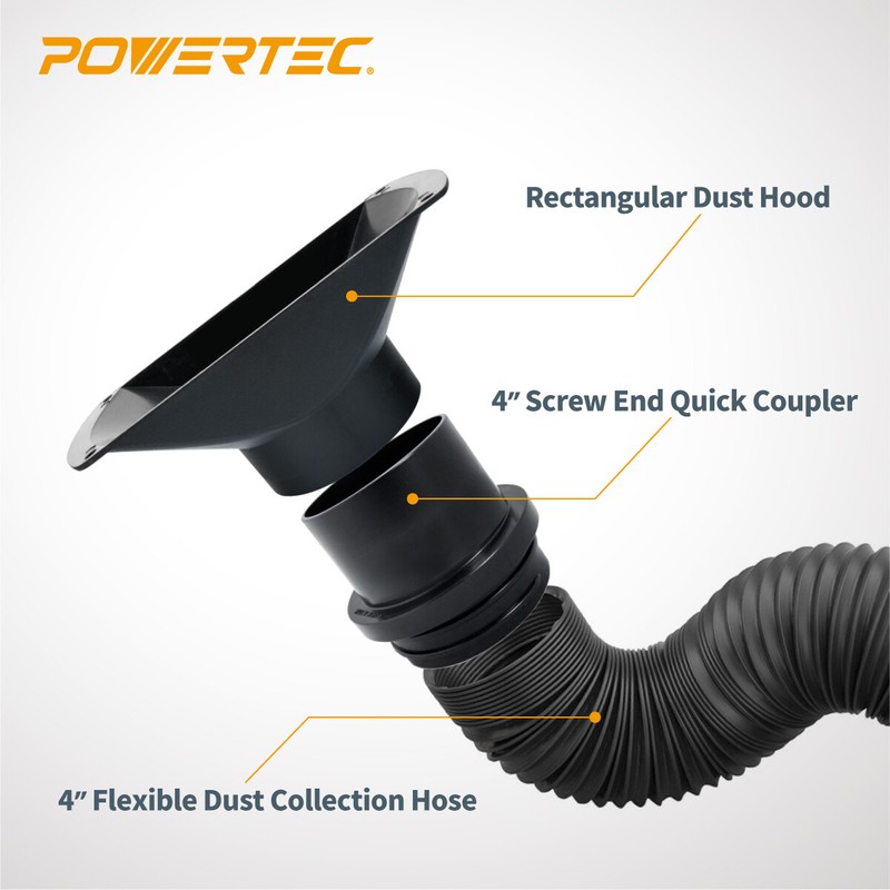 POWERTEC 4 Inch Flexible Dust Collection Hose and Fittings Kit (70207) gallery