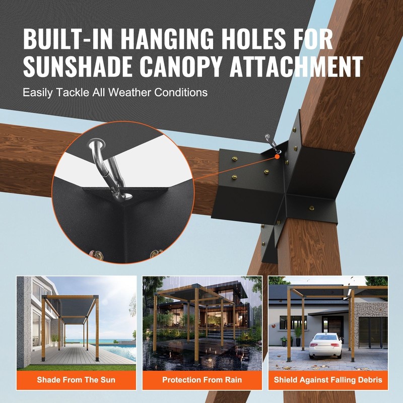 Pergola Bracket Kit 4"x4"(Inner Size 3.6x3.6), 2pcs 4-Way Hvy Duty Corner Br gallery