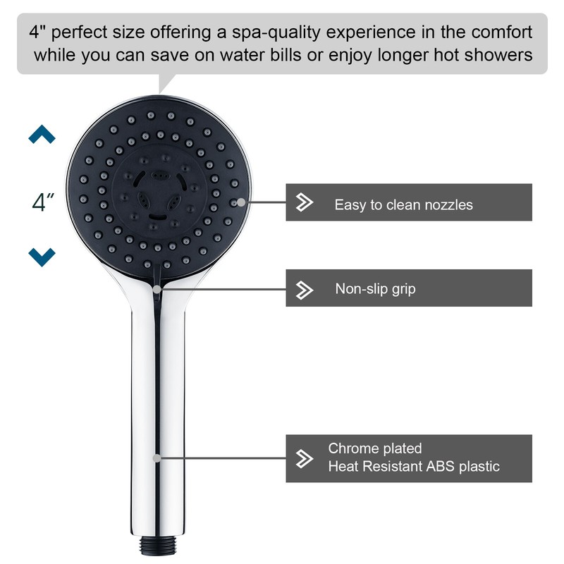 5 Spray Settings Handheld Shower Head Kit with 60" Long Stainless Steel Hose gallery
