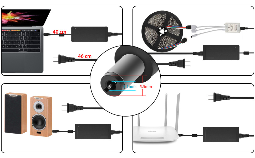 2PCS AC100V-240V to DC 12V 5A 60W Power Supply Adapter for LED Strip 5.5mm*2.1mm gallery