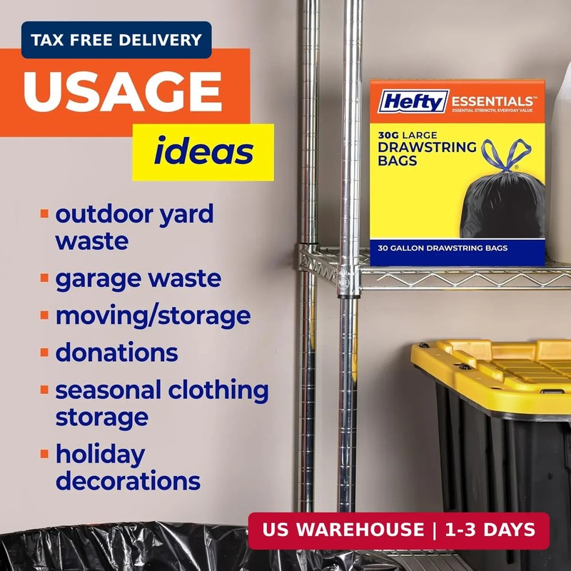 Hefty Essentials Extra Large 39 Gallon Trash Bags, 40 Count, Extra Large Trash B gallery