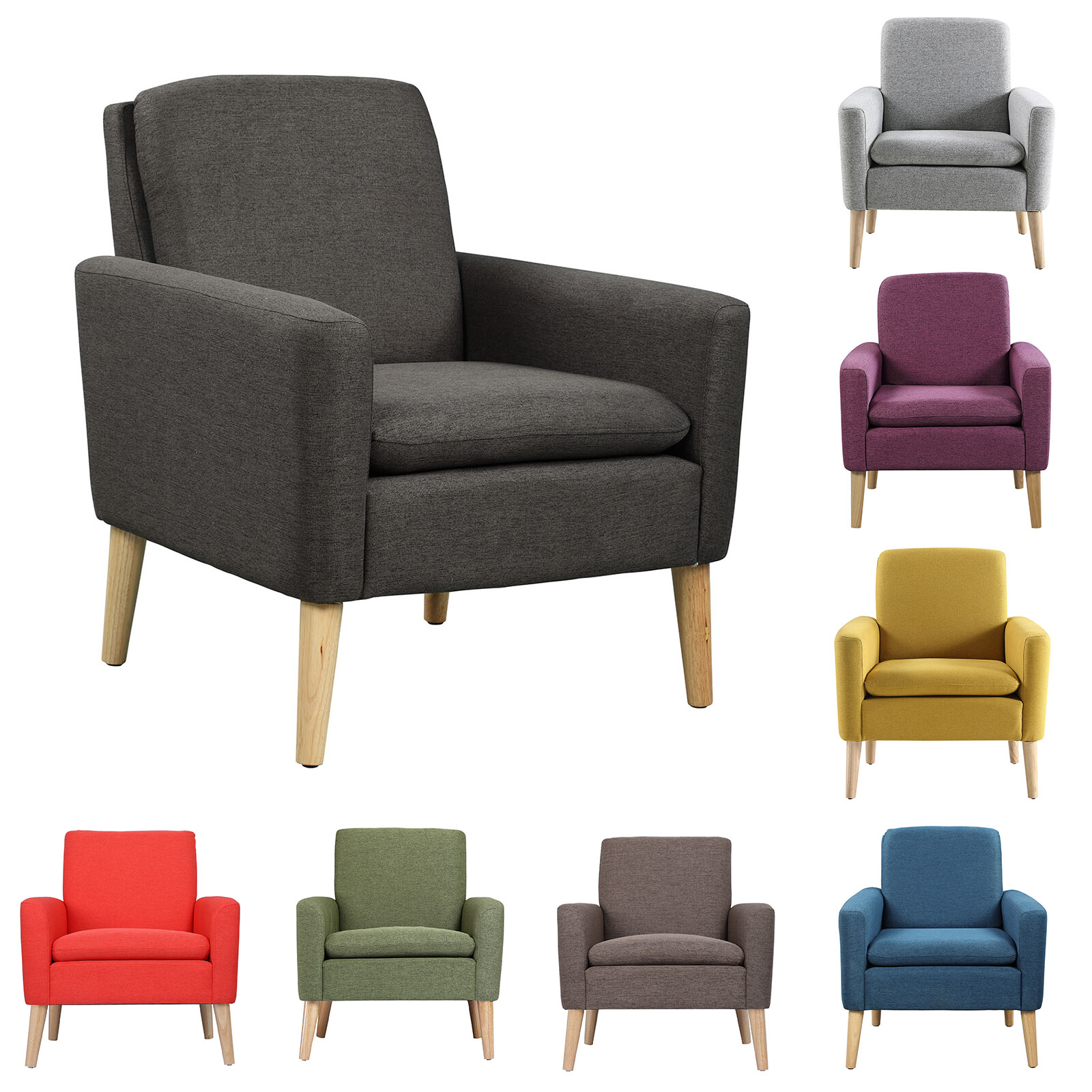 Accent ArmChairs Single Sofa Upholstered Fabric Arm Chair Living Room Furniture gallery
