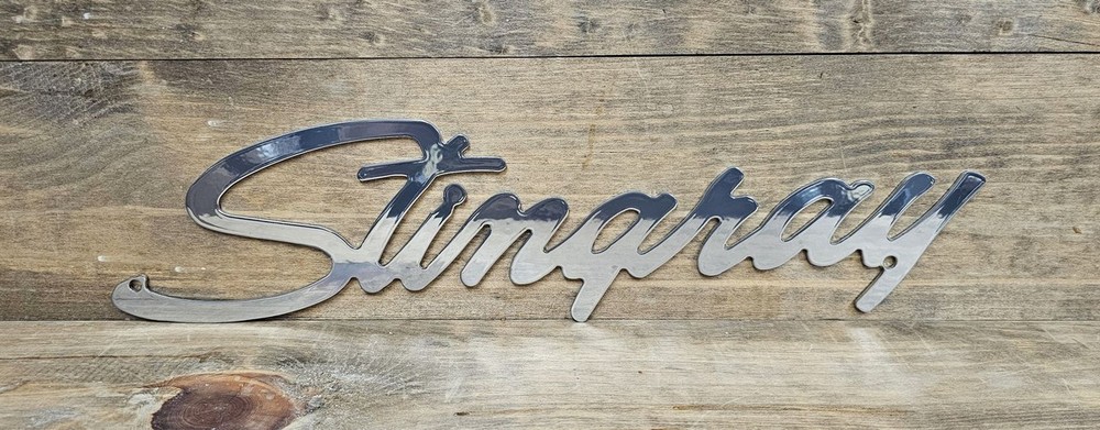 Corvette Stingray Script Chrome Steel Sign