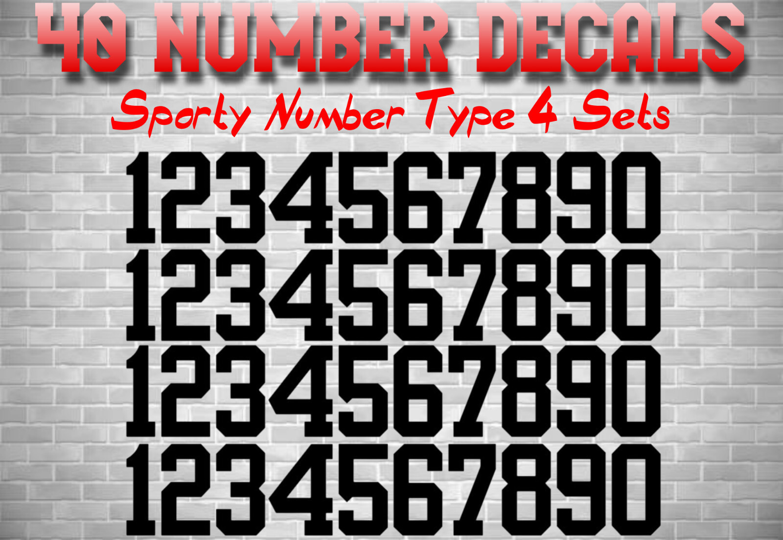 0-9 Numbers Vinyl Sticker Decal Sheet , 40 Total Numbers, Sport Number Type gallery