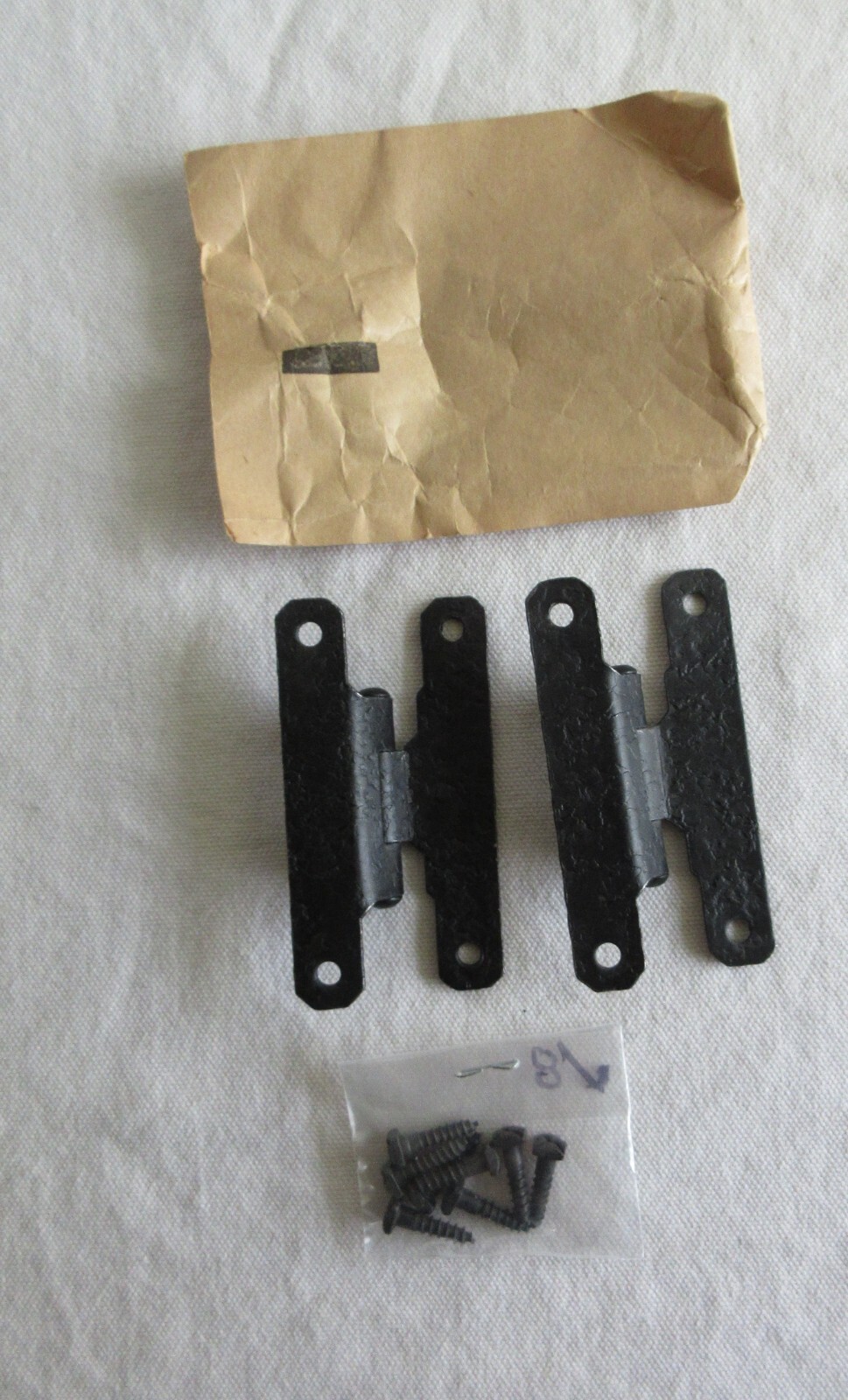 NOS McKinney 3/8” offset H hinge hammered black 3" with 2 1/2” center hole 12724 gallery