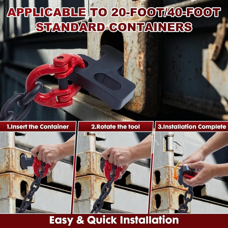 G80 Shipping Container Loading Chain 1/2" x 5', Container Hooks w/ Hot Dip Chain gallery