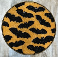 Max Studio Halloween Bats Orange Black Beaded Placemat Charger NEW