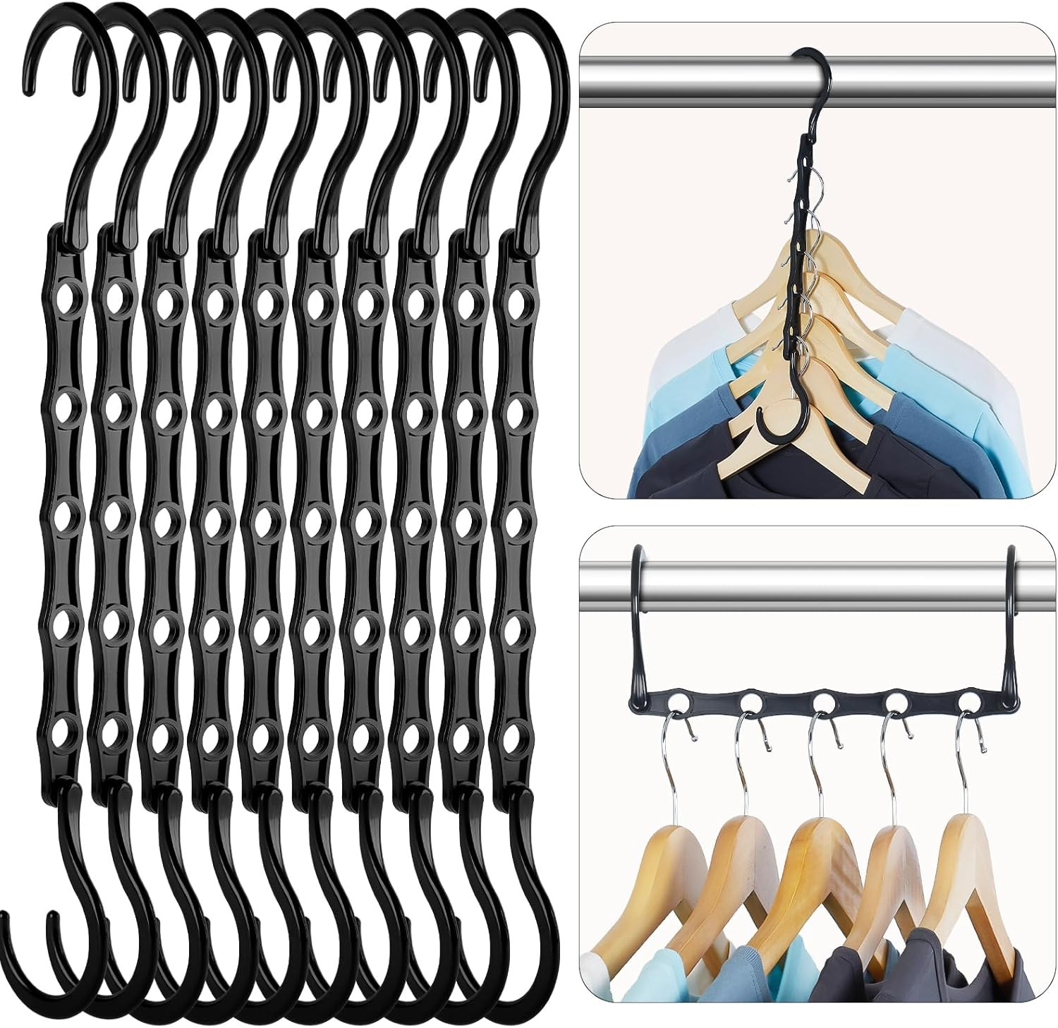 Black Magic Space Saving Hangers 10 Pack, Premium Smart Hanger Hooks, Sturdy Cas gallery
