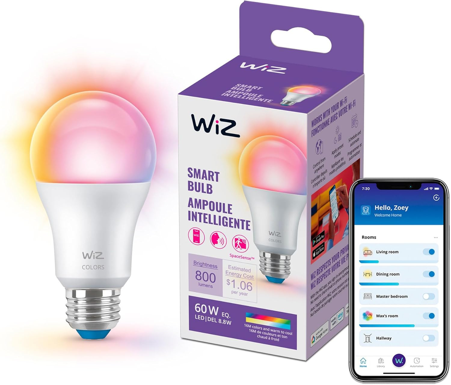 WiZ Connected 60W A19 LED Smart Light Bulbs - Connects to Your Wi-Fi - E26 Smart gallery