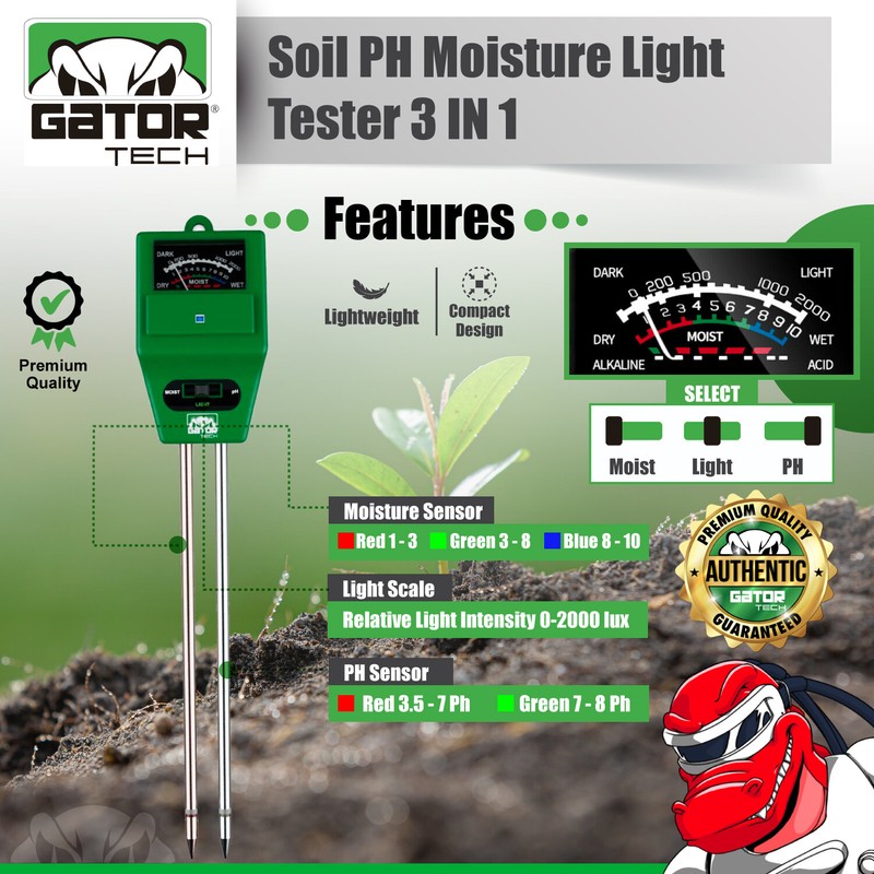 3-in-1 Soil pH Water Moisture Light Tester Meter For Plants Garden Seeding Grow gallery