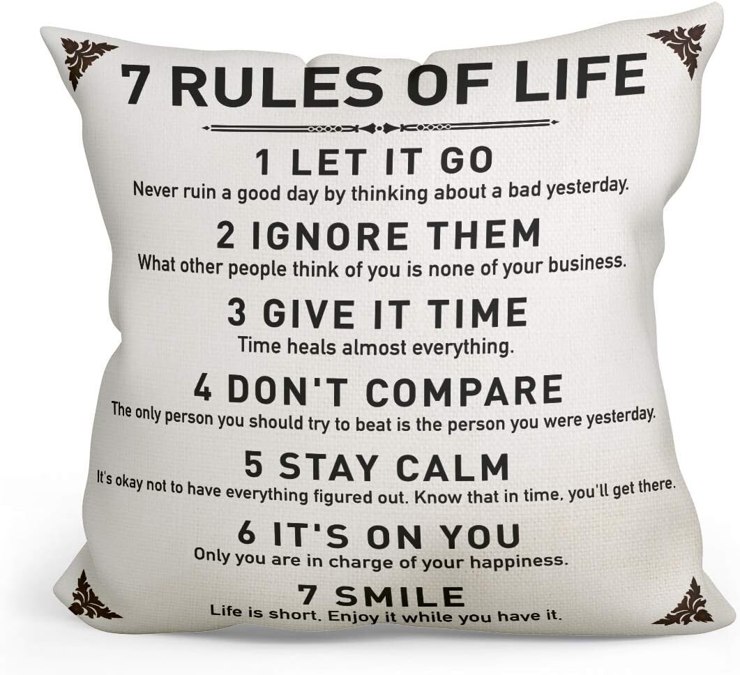 Rustic Inspirational Quotes Pillow Covers - 7 Rules of Life  Pillow Case Cush... gallery