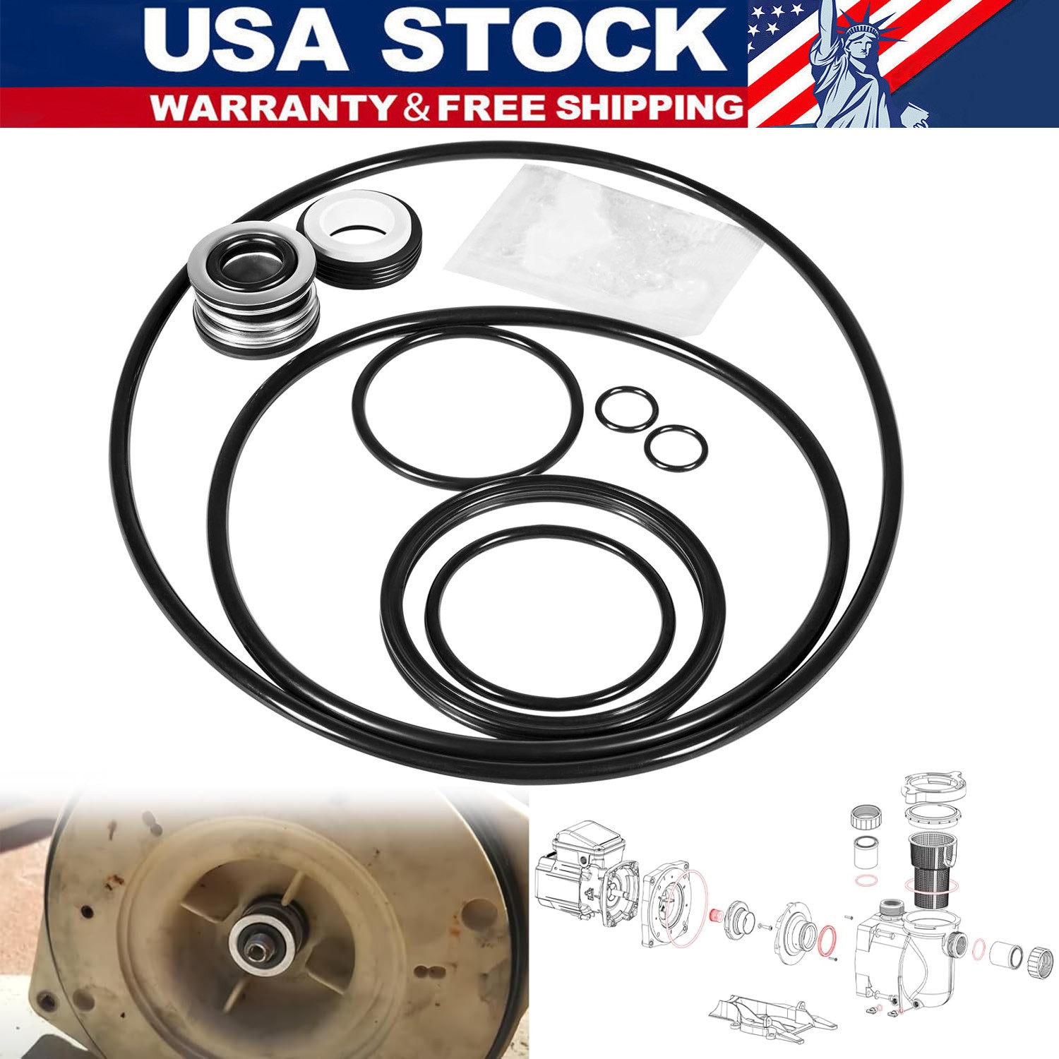 For Pentair SuperFlo SuperMax Kit 78 Pool Pump Gasket Seal O-Ring Rebuild Kit gallery