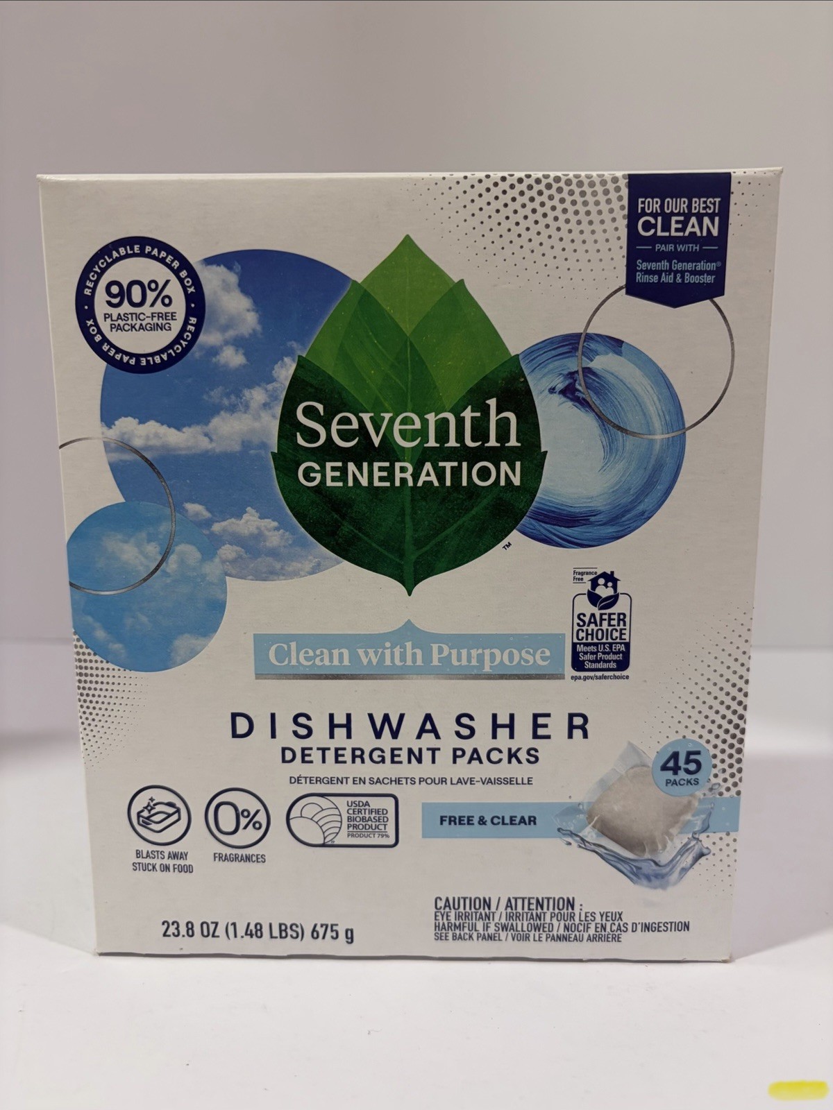 Seventh Generation Dishwasher Detergent Packs, Free & Clear 45 Pk 23.8oz/675 g gallery