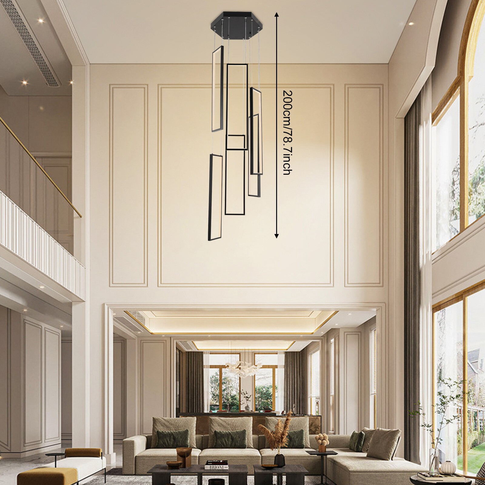 Modern Chandelier with Remote Control LED Contemporary Lighting Fixture 6 Rings gallery