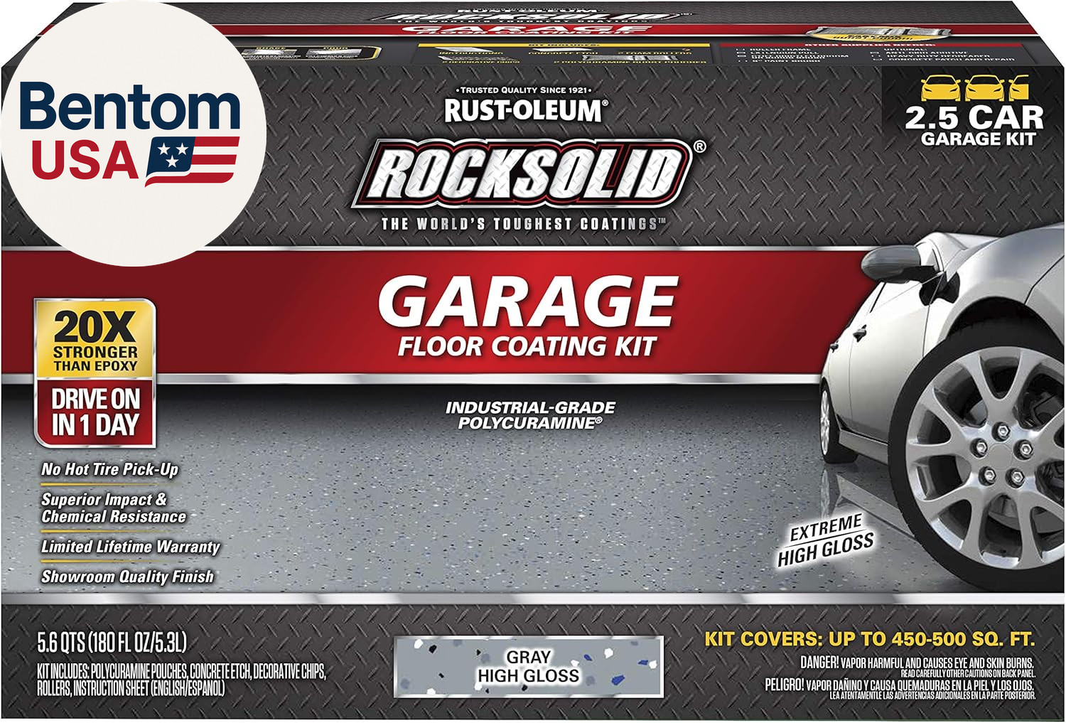 293513 Rocksolid Polycuramine Garage Floor Coating, 2.5 Car Kit, High Gloss Gray gallery