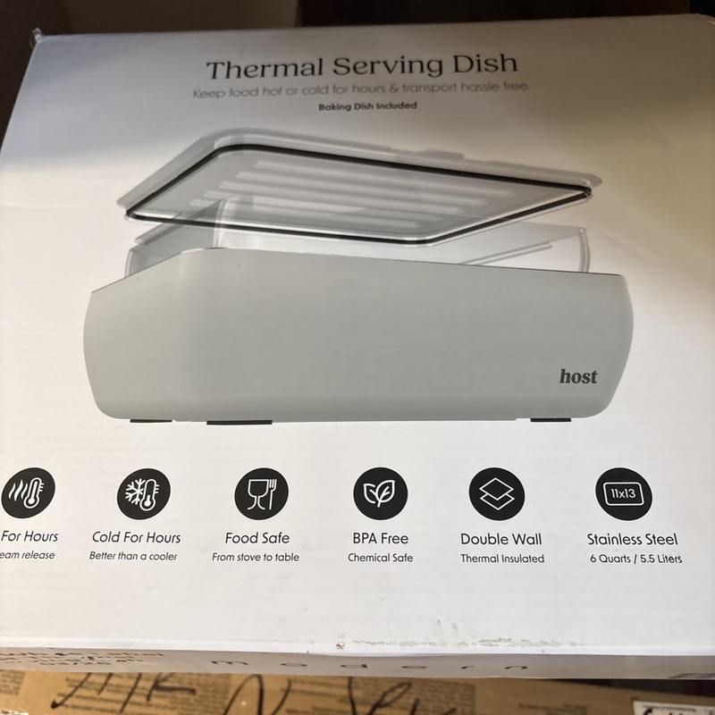 New Host Modern Thermal Serving Dish with Glass Baking Dish Open Box Never Used gallery