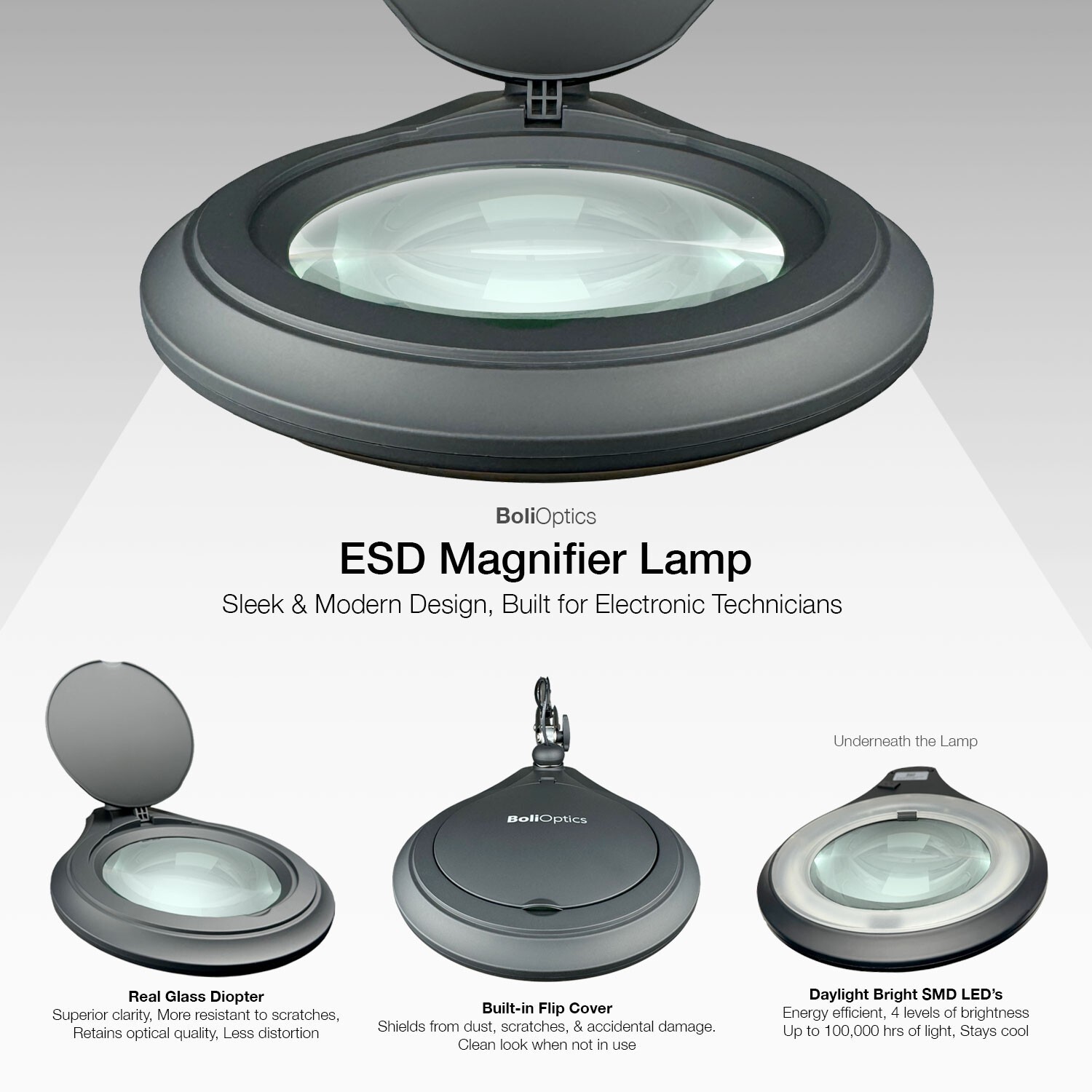 ESD LED Magnifying Lamp w/ Clamp for PCB Soldering, Electronics Repair gallery