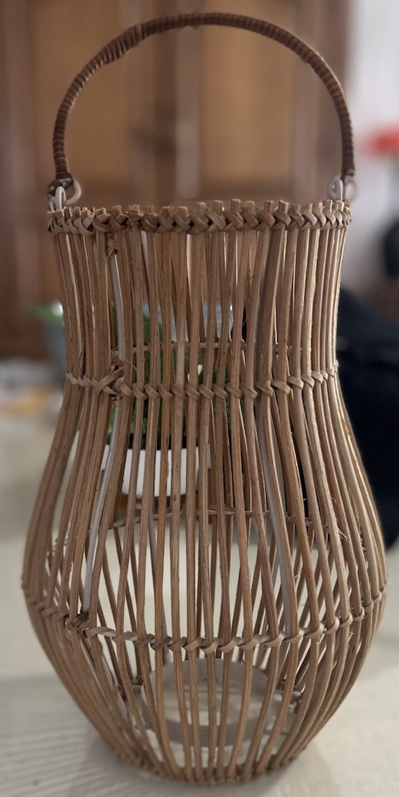 Wicker Woven Round Belly Large Lantern Candle Holder With Handle 12.5” gallery