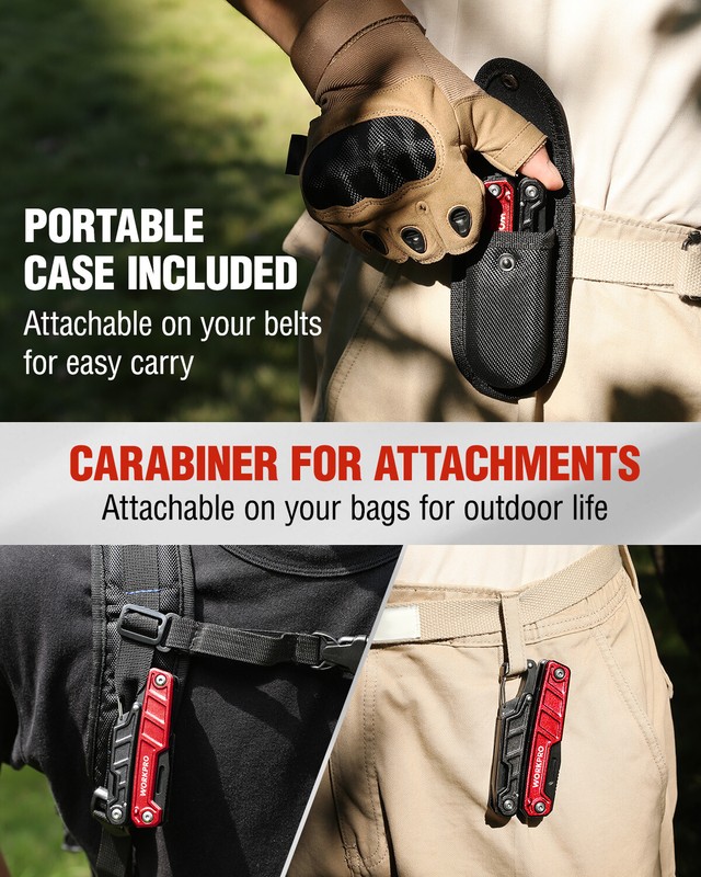 WORKPRO Multitool-11 in 1 with Pocket Clip and Sheath-EDC with Safety Lock gallery