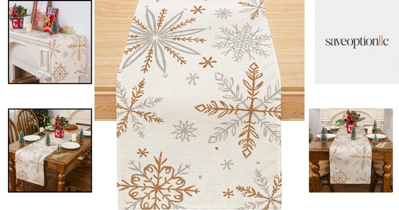 Machine Washable Snowflake Christmas Table Runner 13x48 Inch - Easy Care! gallery