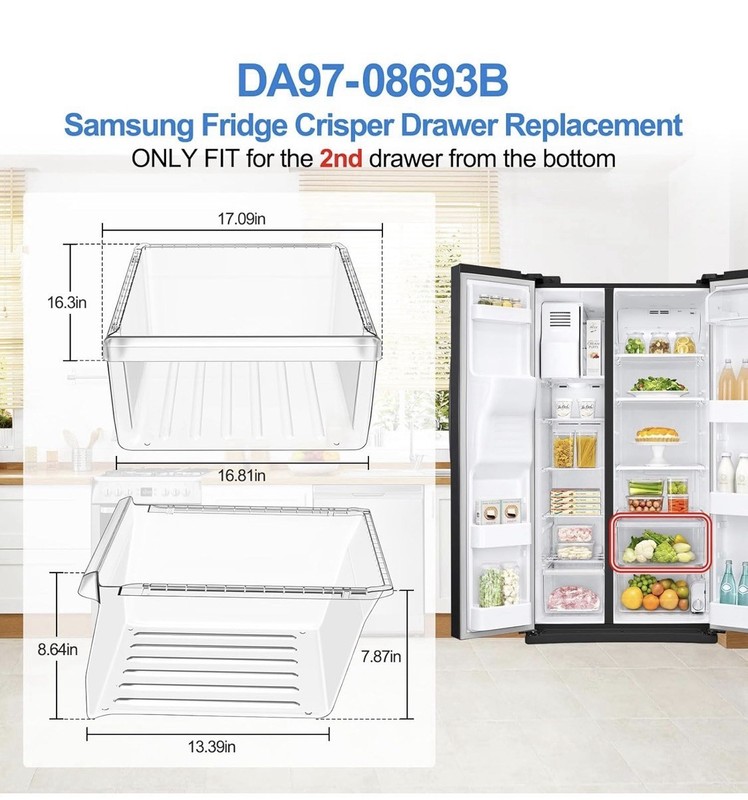 Upgraded DA97-08693B Refrigerator Crisper Drawer Compatible with Samsung Fridge gallery