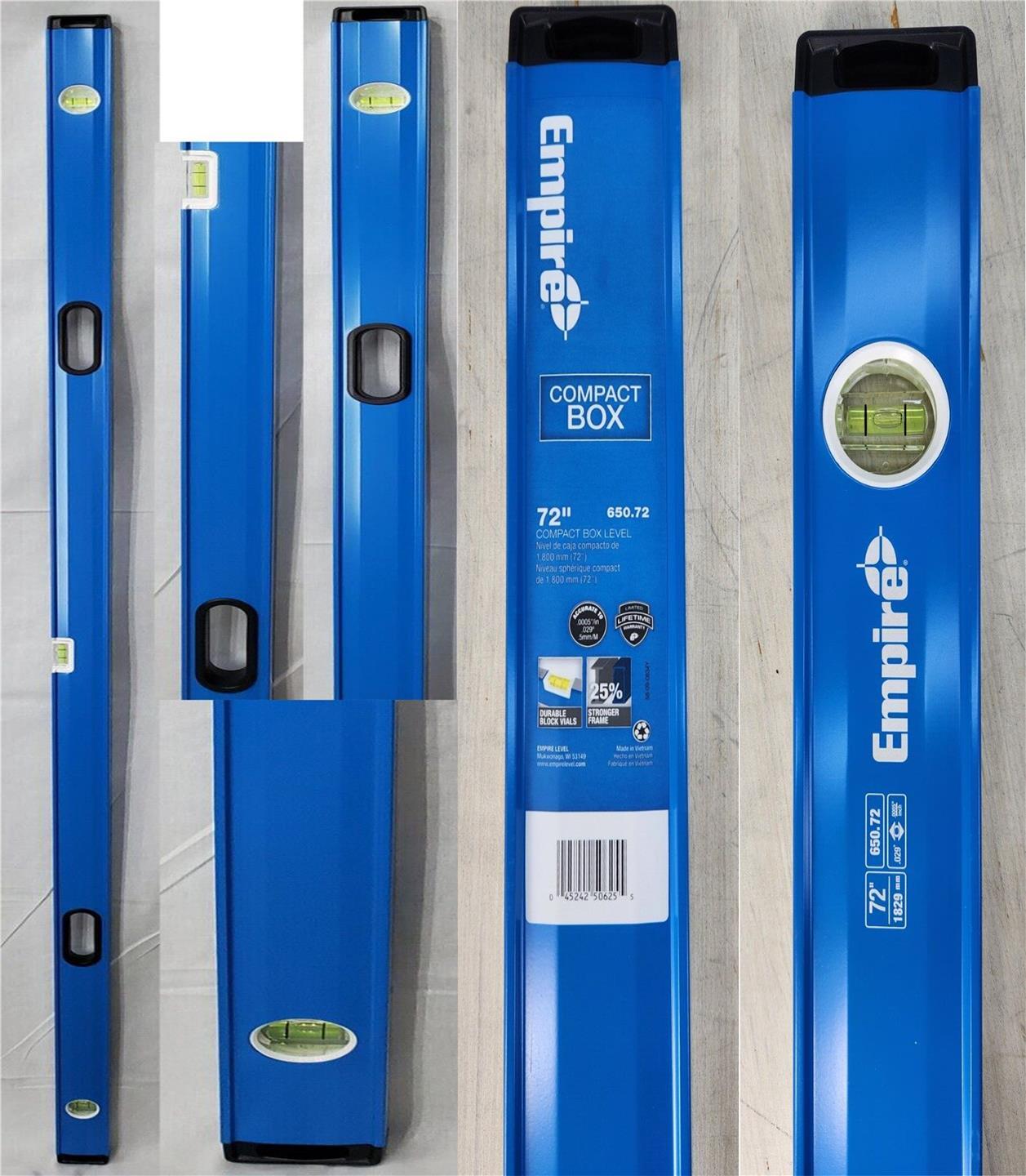 Empire 650.72 Box Beam Level Durable Lightweight Aluminum Continuous Grip 72 In gallery
