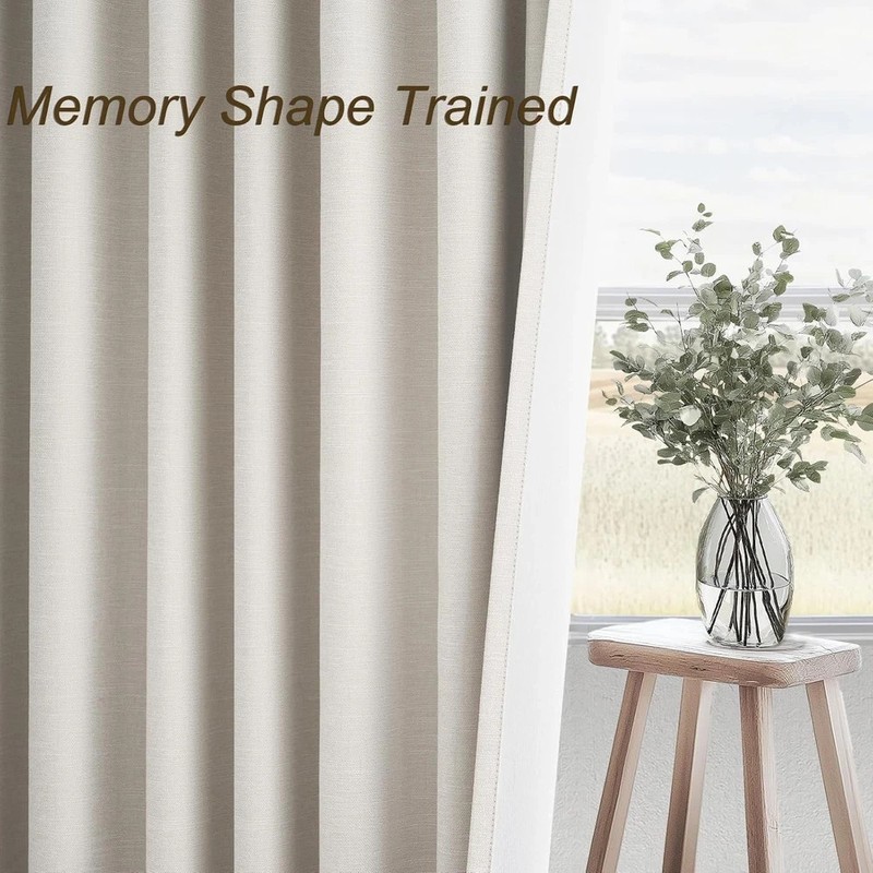 94 Inches Long Custom Ceiling Cream White Blackout Beige Curtains, Light Blockin gallery