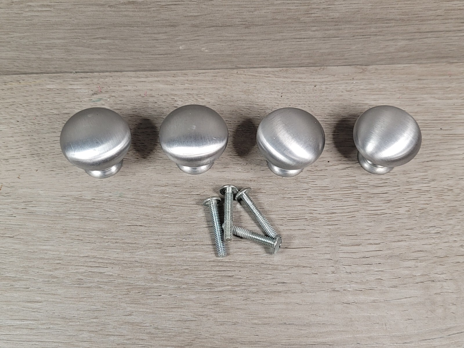 4 Round Satin Nickel Kitchen Cabinet Knob Drawer Pull 1 1/8" Dia. with 1" Screw gallery