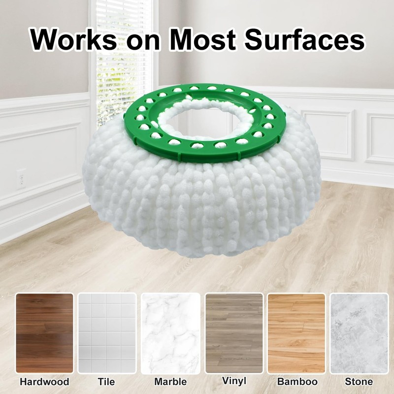 Reusable Mop Head Replacement for Libman Tornado Spin Thick 3 Pack, White gallery