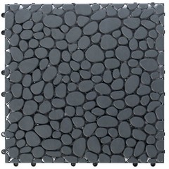 Interlocking Cobbled Stone Look Garden Pathway Tiles, Floor Grass Pavers, 5 Pack