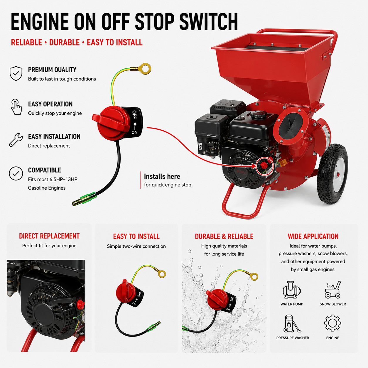 On-Off Power Switch For Harbor Freight Predator 6.5HP 212cc Chipper Shredder gallery