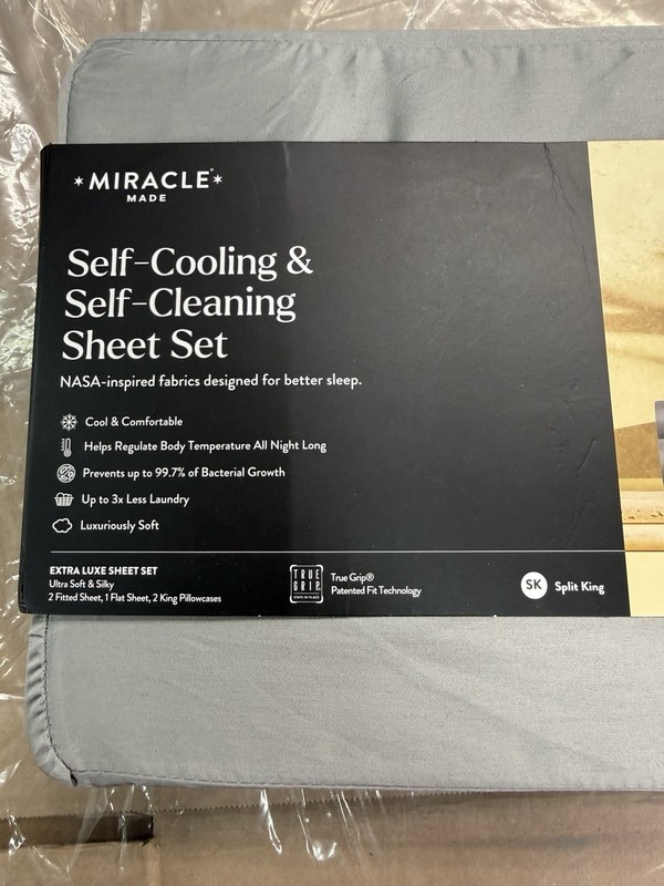 Miracle Made Split King Sheet Set Gray Self Cooling Self Cleaning New gallery