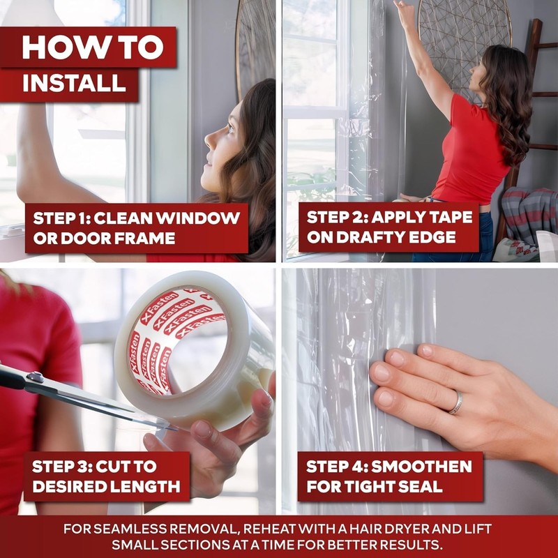Clear Window Weather Sealing Tape, Draft Stopper Seal Film, Residue-Free, Transp gallery