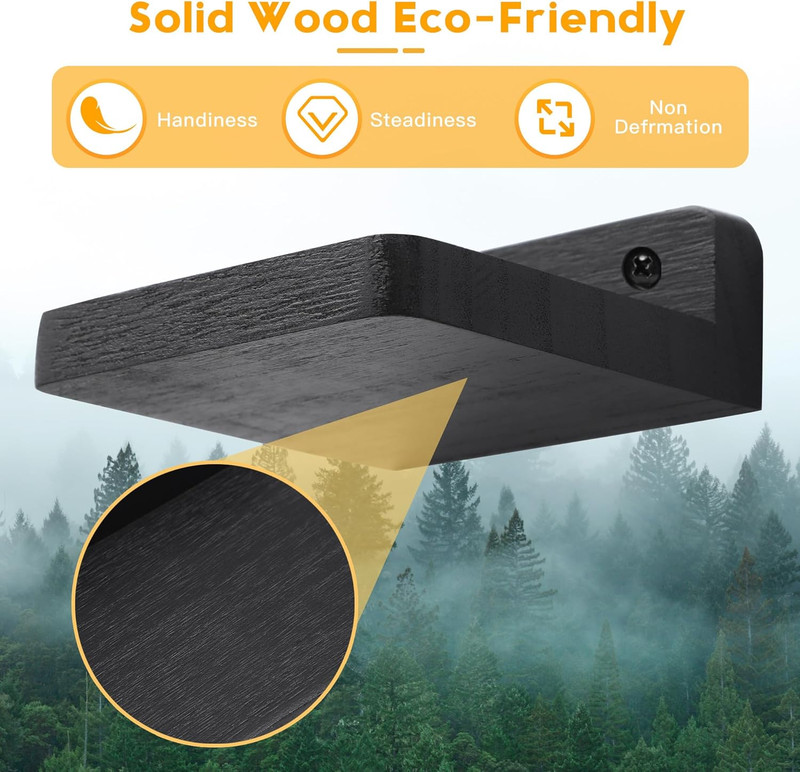 Small Floating Shelf, 4x4 Inch Display Ledges for Wall,Mini Shelves,Rustic Wood gallery